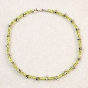 Sterling Silver Peridot Gemstone Beaded Necklace – Dainty Boho Minimalist